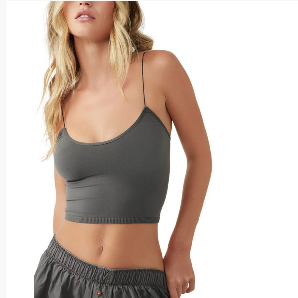 NWOT Free People Skinny Strap Seamless Brami - Color Charcoal
